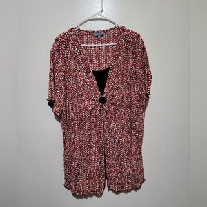 NWT Essentials Red and Black Geometric‎ Top